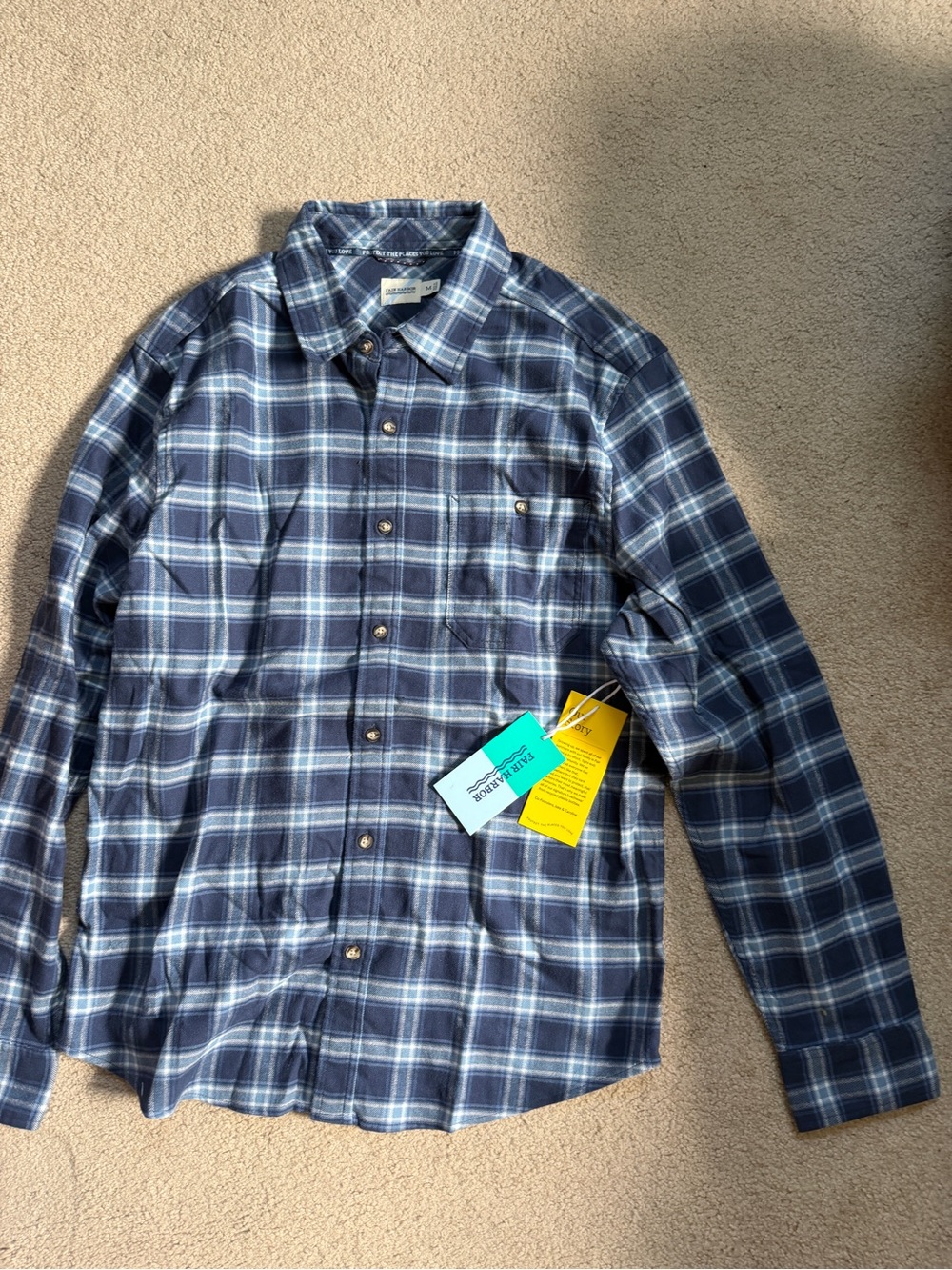 Fair Harbor Men’s Blue Plaid Button-Down Shirt